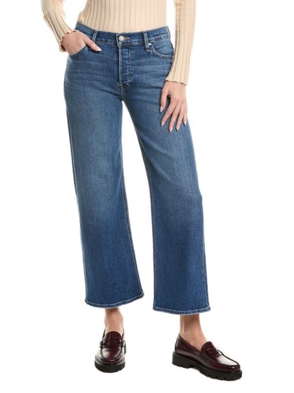 Hudson Rosie High Rise Wide Leg Ankle Jean Denim Upscale Blue Women's Size 30
